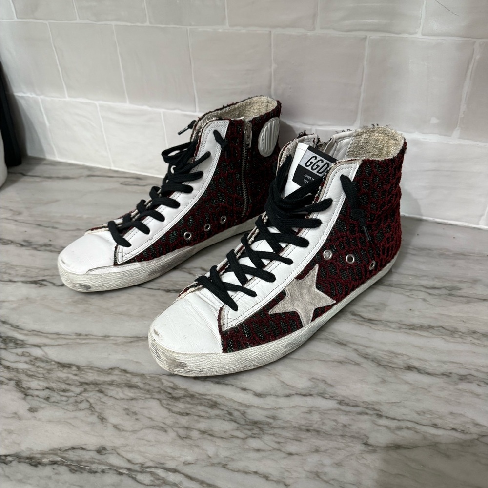 Golden Goose Francy Red and White High-Top Sneakers Size 40